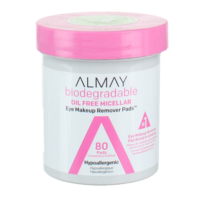 Almay Biodegradable Oil-Free Micellar Eye Makeup Remover Pads, 80 Ct