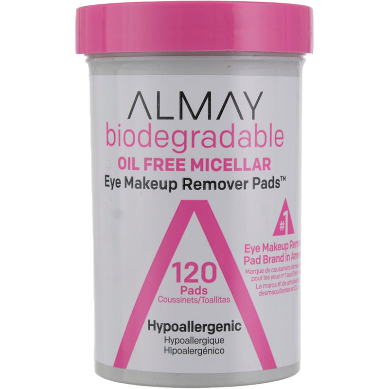 Almay Biodegradable Oil-Free Micellar Eye Makeup Remover Pads, 120 Ct