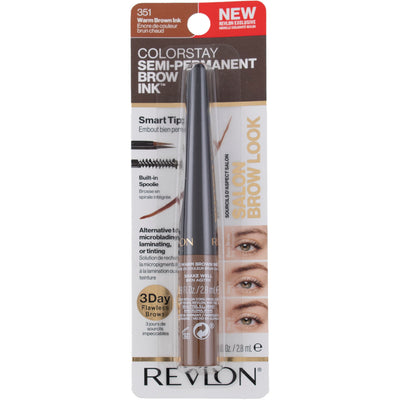 Revlon ColorStay Semi-Permanent Brow Ink, 351 Warm Brown Ink, 0.09 fl oz.