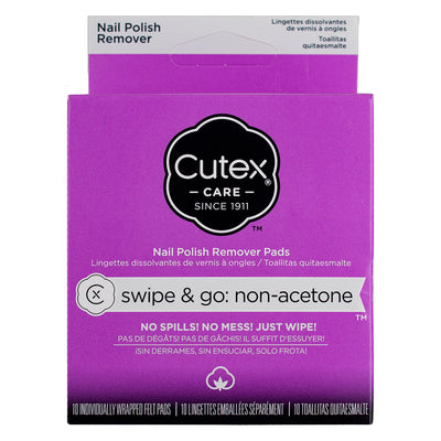 Cutex Swipe & Go Non-Acetone Nail Polish Remover Pads, 10 Ct