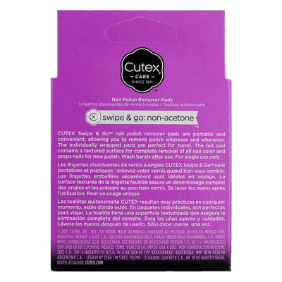 Cutex Swipe & Go Non-Acetone Nail Polish Remover Pads, 10 Ct