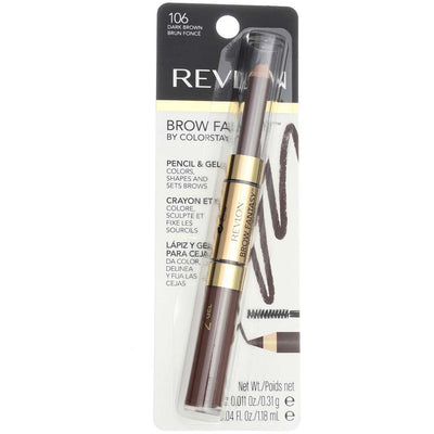 Revlon Brow Fantasy Pencil and Gel, Dark Brown 106, 0.051 fl oz