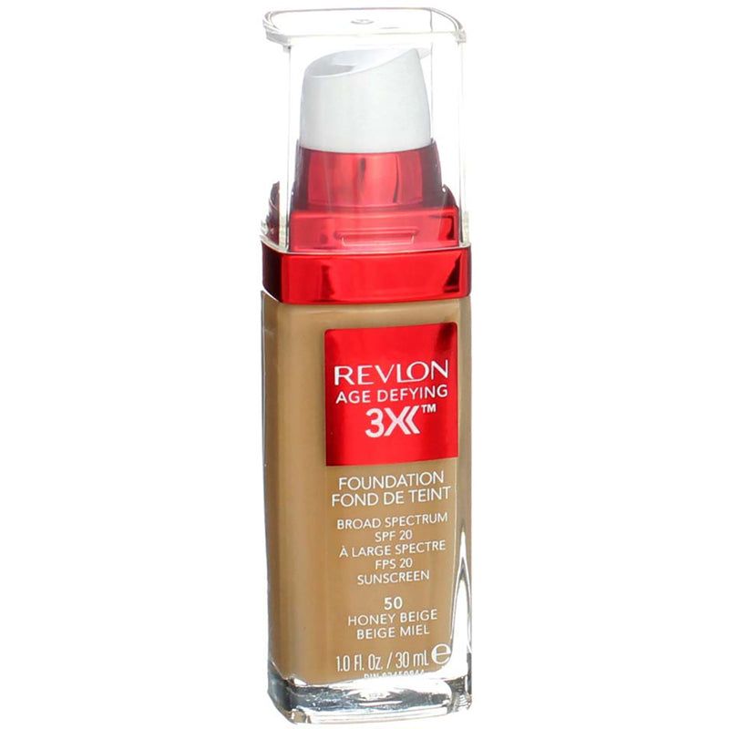 Revlon Age Defying 3X Firming + Lifting Makeup Foundation, Honey Beige 50, SPF 20, 1 fl oz