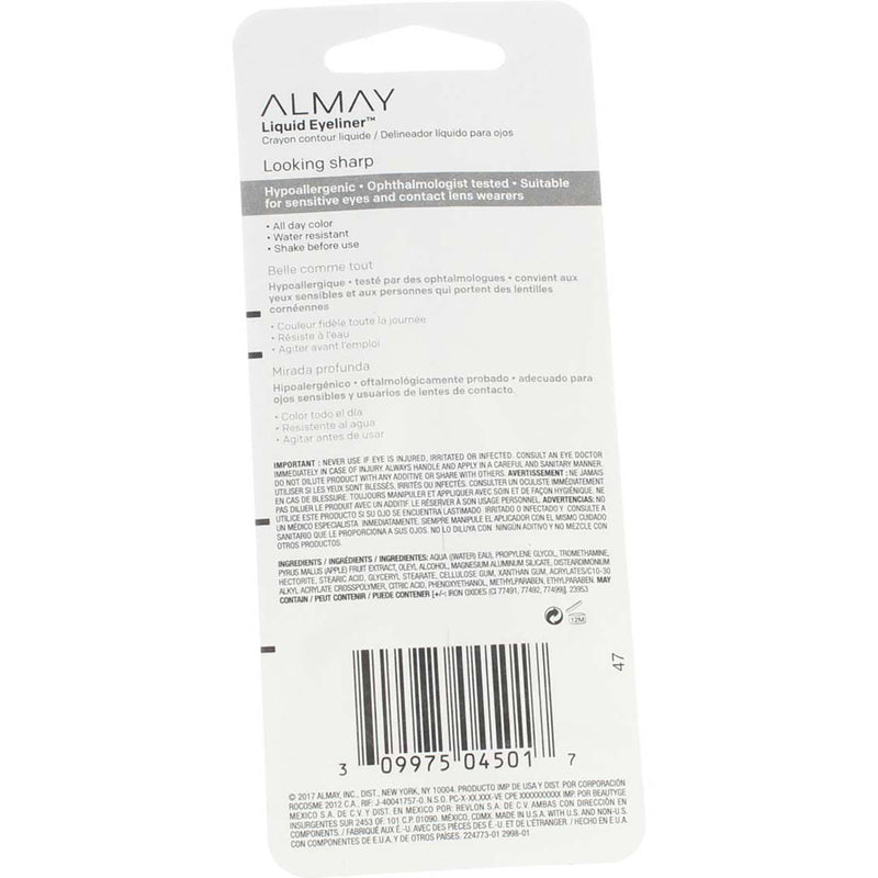 Almay Nice Ink Liquid Eyeliner, Black 221, Water Resistant, 0.1 fl oz