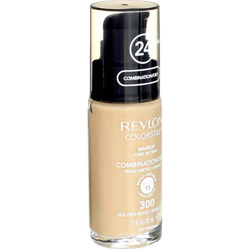 Revlon ColorStay Makeup Foundation For Combination Oily Skin, Golden Beige 300, SPF 15, 1 fl oz