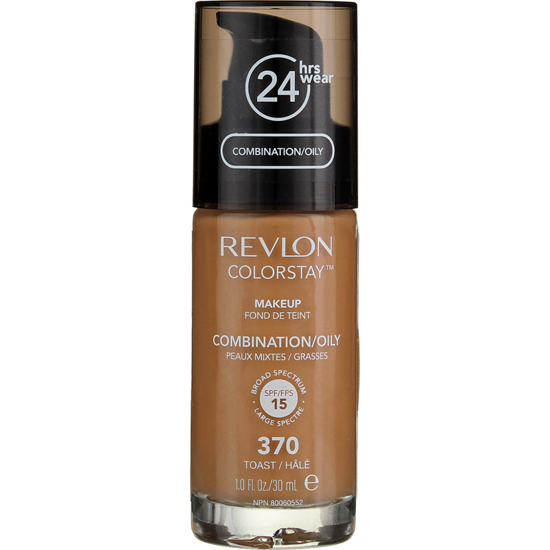 Revlon ColorStay Makeup Foundation For Combination Oily Skin, Toast 370, SPF 15, 1 fl oz