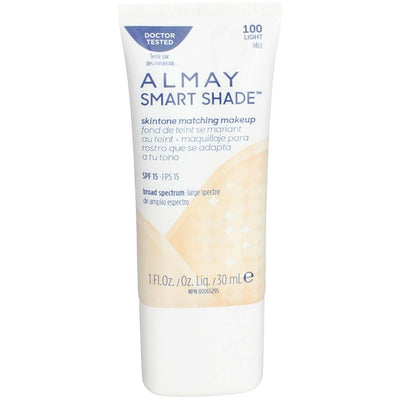 Almay Smart Shade Skintone Matching Foundation Makeup, Light 100, SPF 15, 1 fl oz