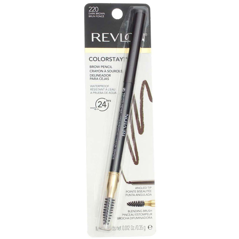Revlon ColorStay Waterproof Brow Pencil, Dark Brown 220, 0.012 oz
