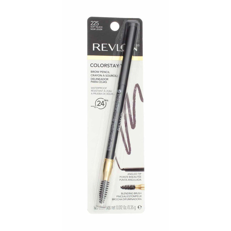 Revlon ColorStay Waterproof Brow Pencil, Soft Black 225, 0.012 oz