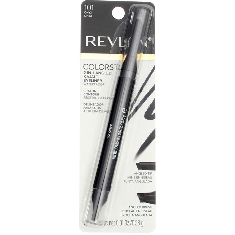 Revlon ColorStay 2-in-1 Angled Kajal Waterproof Eyeliner, Onyx 101, 0.01 oz