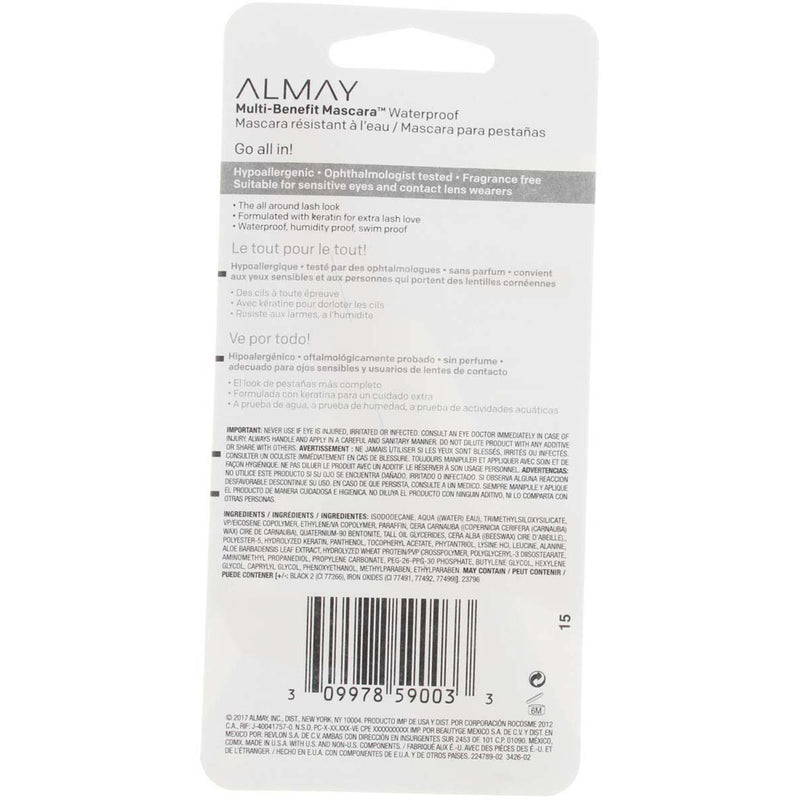 Almay Multi-Benefit Waterproof Mascara, Black 504, 0.21 fl oz