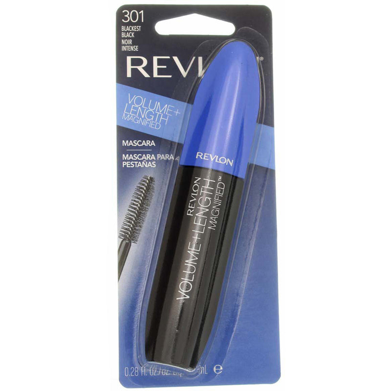 Revlon Volume + Length Magnified Washable Mascara, Blackest Black 301, 0.28 fl oz