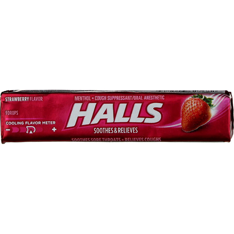 Halls Soothes & Relieves  Cough Drops, Strawberry, 9 Ct