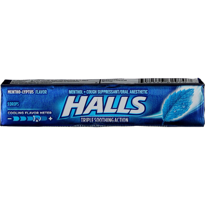 Halls Triple Soothing Action Cough Drops, Mentho-Lyptus, 9 Ct