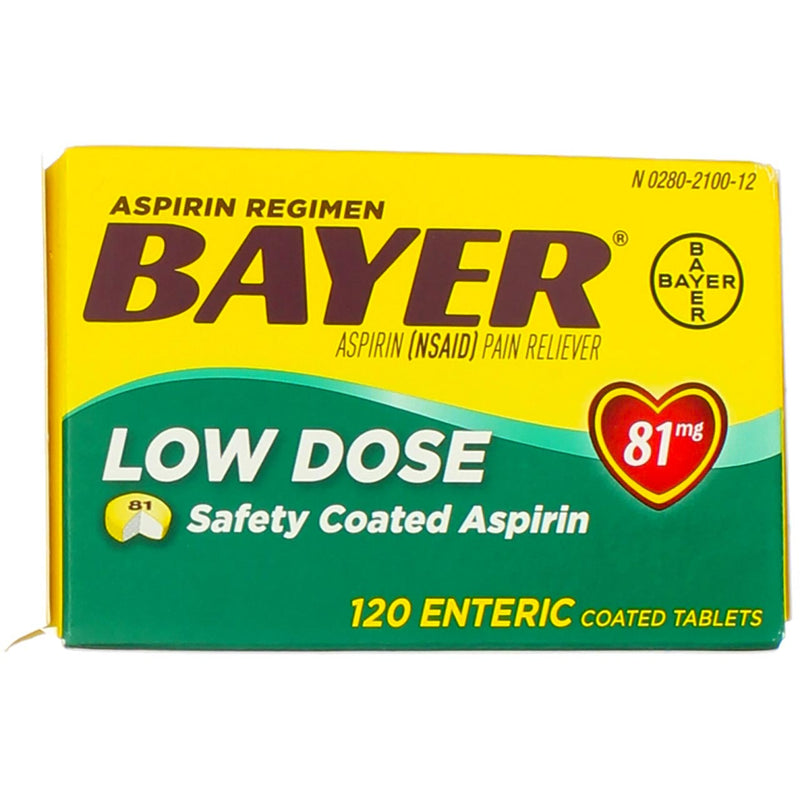 Bayer Low Dose Aspirin Enteric Coated Tablets, 81 mg, 120 Ct