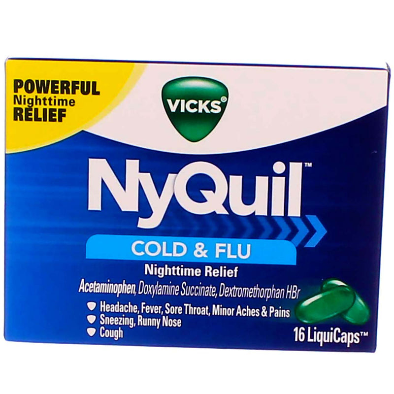 Vicks NyQuil Nighttime Cold & Flu Relief LiquiCaps, 16 Ct