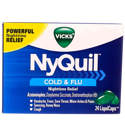 Vicks NyQuil Nighttime Cold & Flu Relief LiquiCaps, 24 Ct