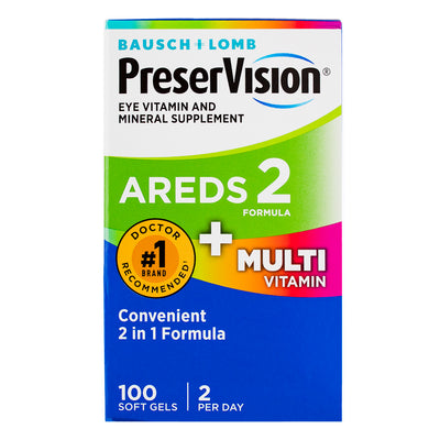 Bausch & Lomb PreserVision AREDS 2 + Multivitamin Softgels, 100 Ct