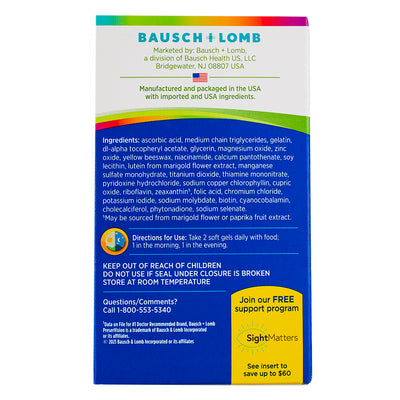 Bausch & Lomb PreserVision AREDS 2 + Multivitamin Softgels, 100 Ct