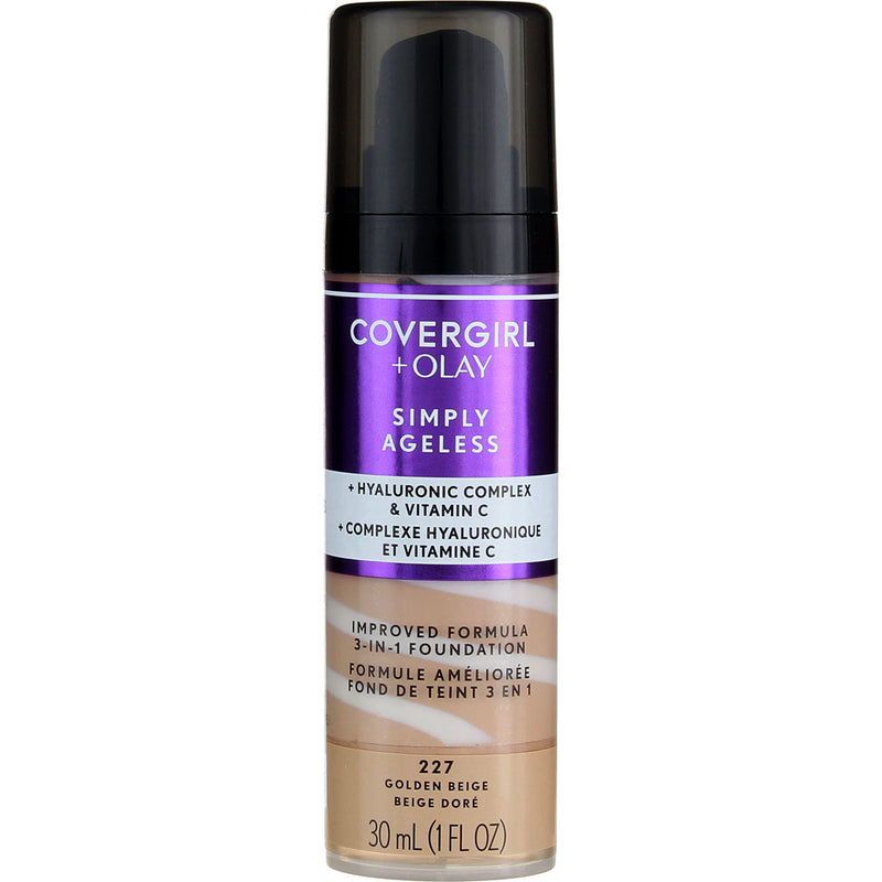 CoverGirl + Olay Simply Ageless 3-in-1 Foundation, Golden Beige 227, 1 fl oz