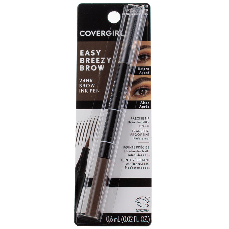 CoverGirl Easy Breezy Brow Brow Ink Pen, Soft Brown 300, 0.02 fl oz