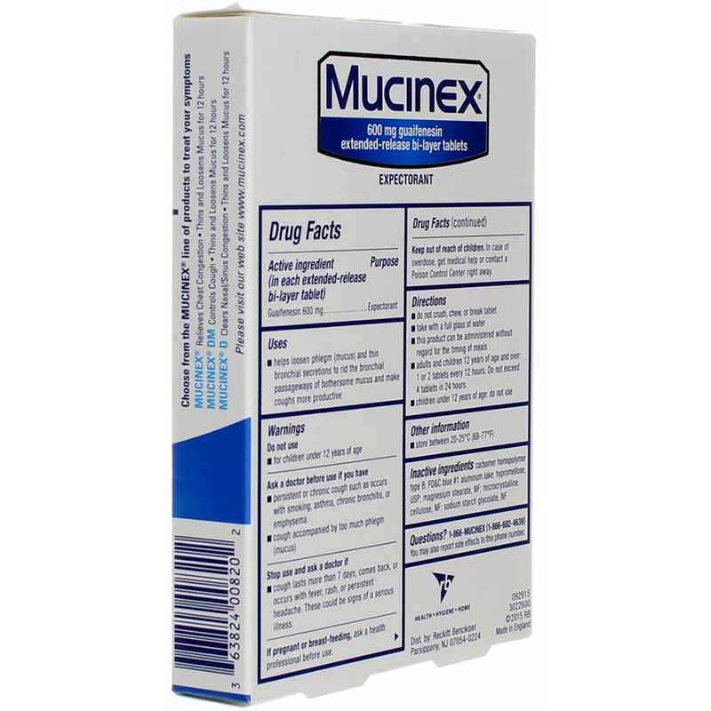 Mucinex Expectorant, 600 mg, 20 Ct