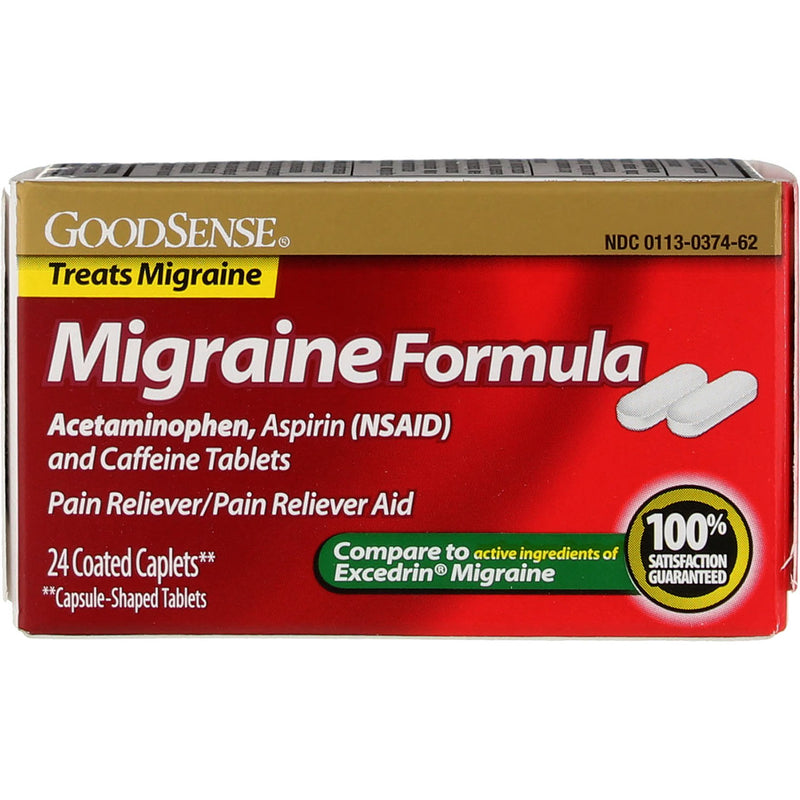 GoodSense Migraine Formula Pain Reliever Coated Caplets, 24 Ct