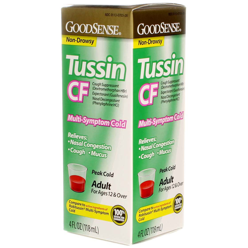 GoodSense Tussin CF Multi-Symptom Cold Cough Suppressant Liquid, 4 fl oz