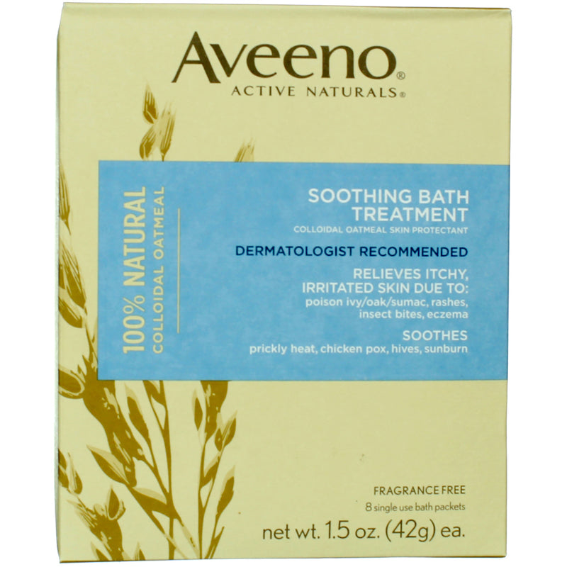 Aveeno Active Naturals Soothing Bath Treatment Packets, Fragrance Free, 1.5 oz, 8 Ct