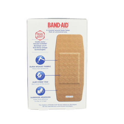 Band-Aid Brand Tough Strips Adhesive Bandages for Wound Care, Durable Protection, Extra Large