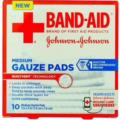 Band-Aid Gauze Pads, Medium, 10 Ct