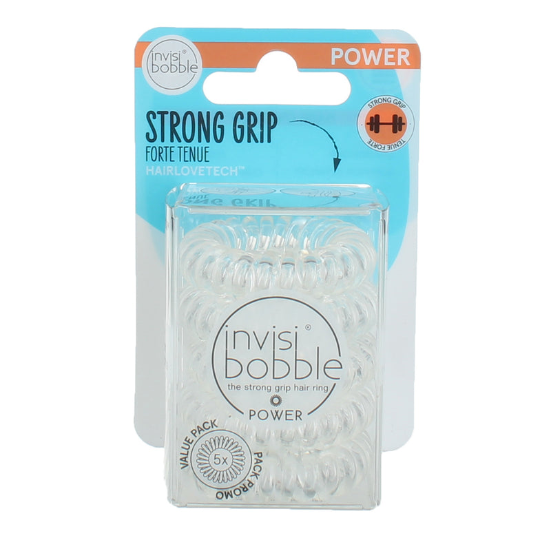 Invisibobble Power HairLoveTech Strong Grip Hair Rings, Clear Transparent, 5 Ct