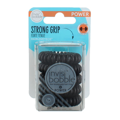 Invisibobble Power HairLoveTech Strong Grip Hair Rings, Black, 5 Ct