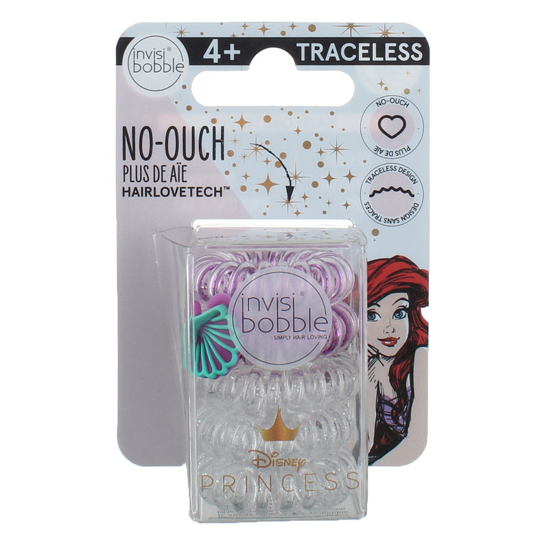Invisibobble Disney Princess HairLoveTech no-ouch Hair Rings, Ariel, 5 Ct