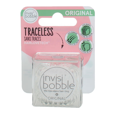 Invisibobble Original HairLoveTech Traceless Hair Rings, Clear Transparent, 3 Ct