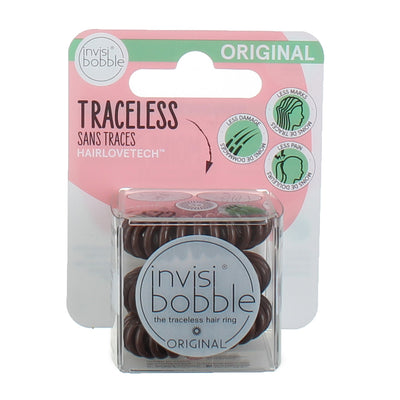 Invisibobble Original HairLoveTech Traceless Hair Rings, Brown, 3 Ct