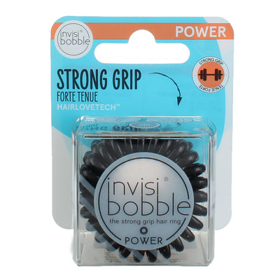 Invisibobble Power HairHalo Strong Grip Hair Rings, Black, 3 Ct