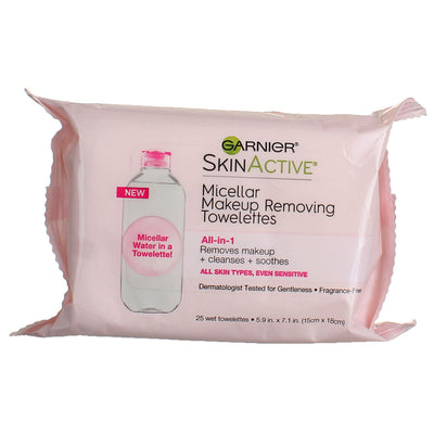 Garnier SkinActive Makeup Remover Towelettes All-in-1, 25 Ct 4.6 oz