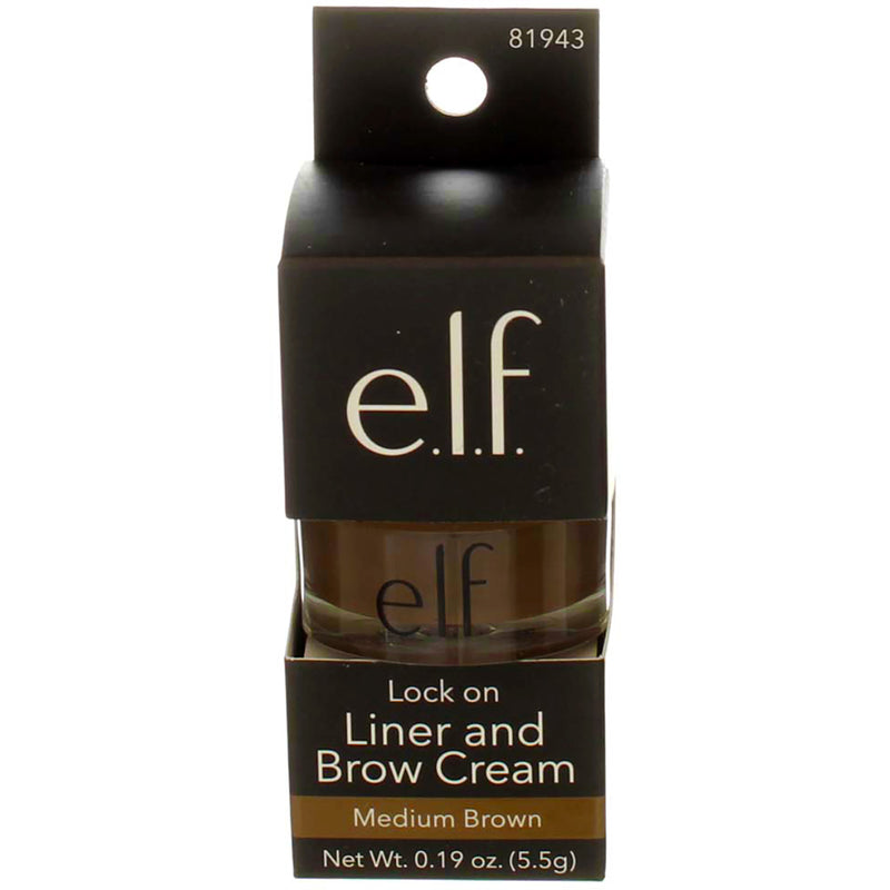e.l.f. Lock On Liner And Brow Cream, Medium Brown 81943, 0.19 oz