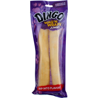Dingo Wag'N Wraps Dog Treats, Jumbo (10"x1.5"), Chicken, 2 Ct