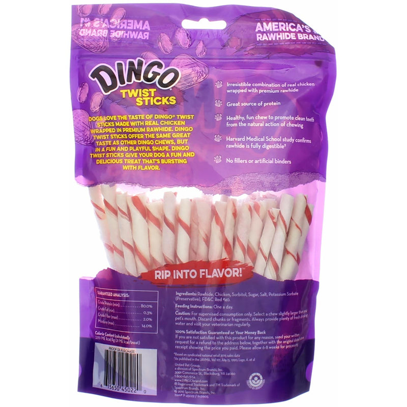 Dingo Twist Sticks Rawhide Chews, Made With Real Chicken, 50-Count (Packaging may vary)
