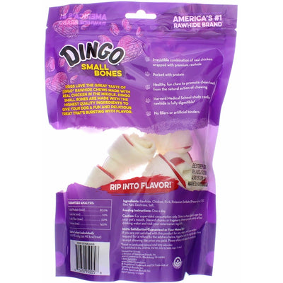 Dingo Rawhide Bones for Small Dogs, Chicken, 6-Count