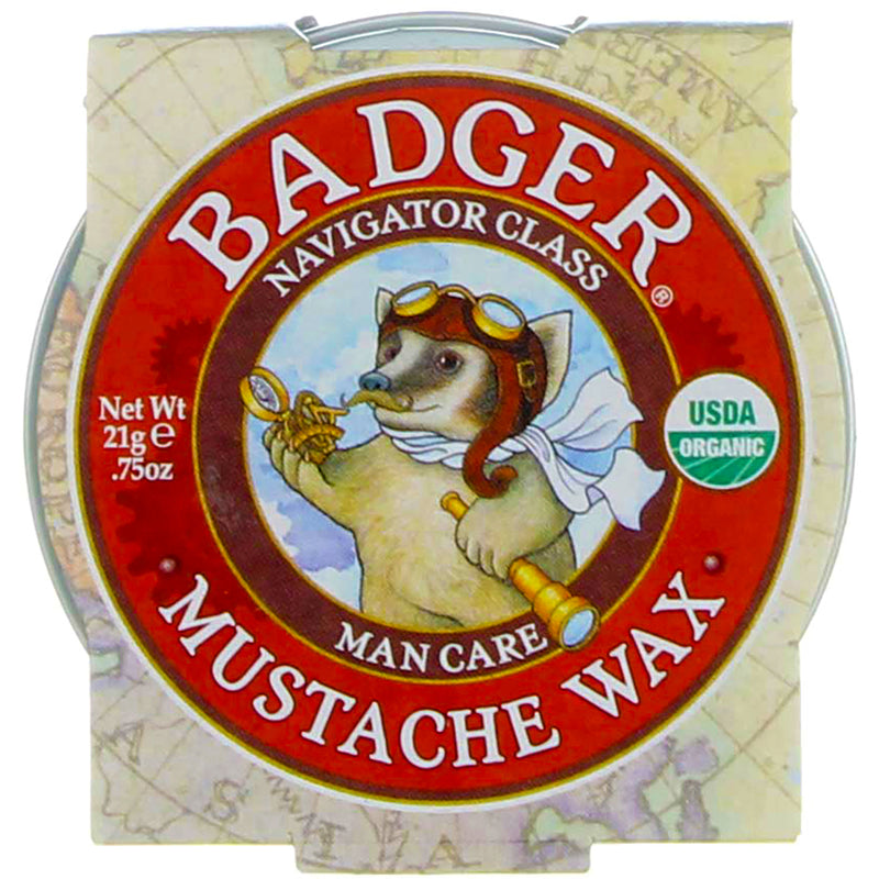 Badger Man Care Mustache Wax Tin, 0.75 oz