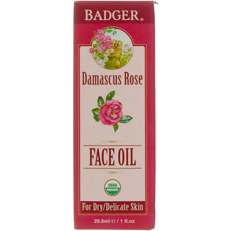 Badger Delicate Skin Face Oil, Damascus Rose, 1 fl oz