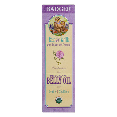 Badger Pregnant Belly Oil, Rose & Vanilla, 4 fl oz