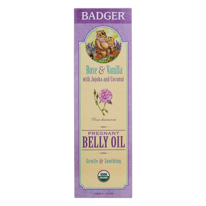 Badger Pregnant Belly Oil, Rose & Vanilla, 4 fl oz