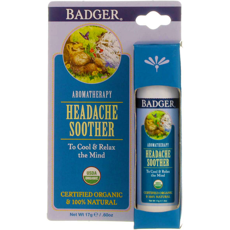 Badger Headache Soother Stick, Peppermint & Lavender, 0.6 oz