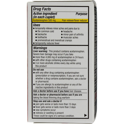 Quality Choice Extra Strength Acetaminophen Caplets, 500 mg, 100 Ct