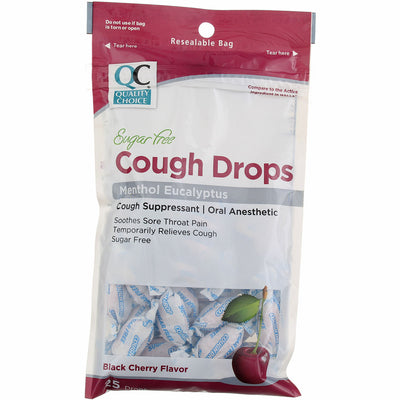 Quality Choice Sugar Free Cough Drops, Black Cherry, 25 Ct
