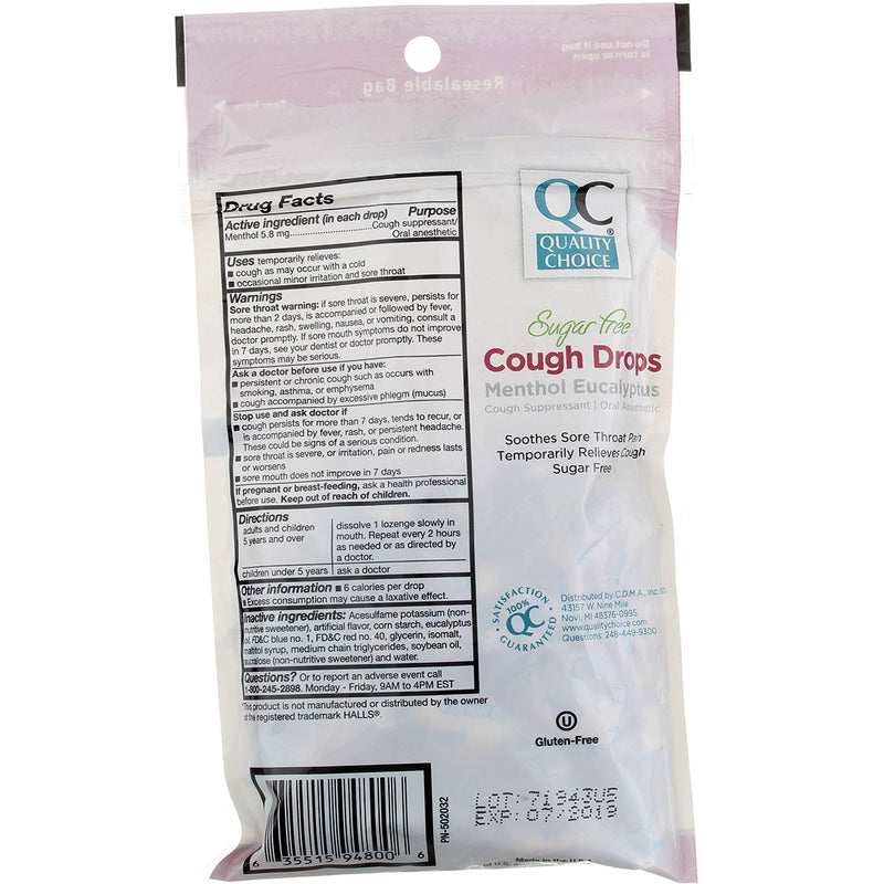 Quality Choice Sugar Free Cough Drops, Black Cherry, 25 Ct